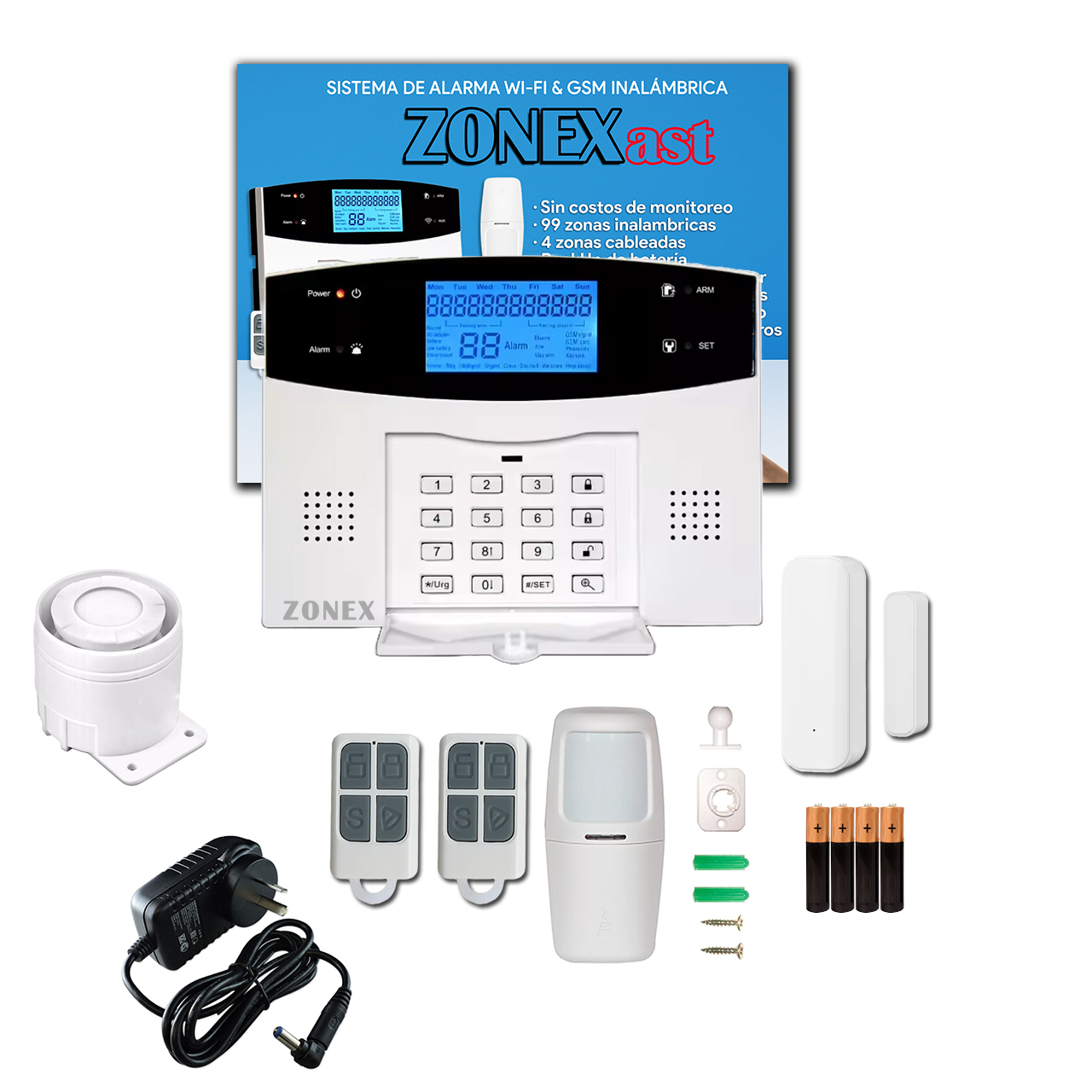 Zonex Alarma Inalámbrica Wifi Gsm 2 sensores Smartlife Tuya - Imagen 2